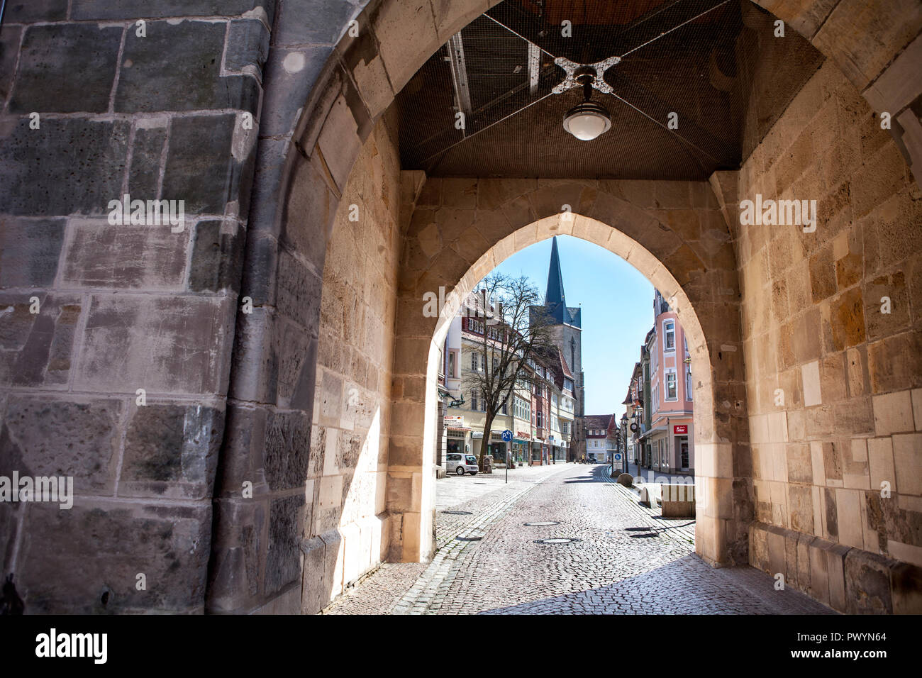 Old Town Gate Westerturm, Duderstadt, Bassa Sassonia, Germania, Europa Foto Stock