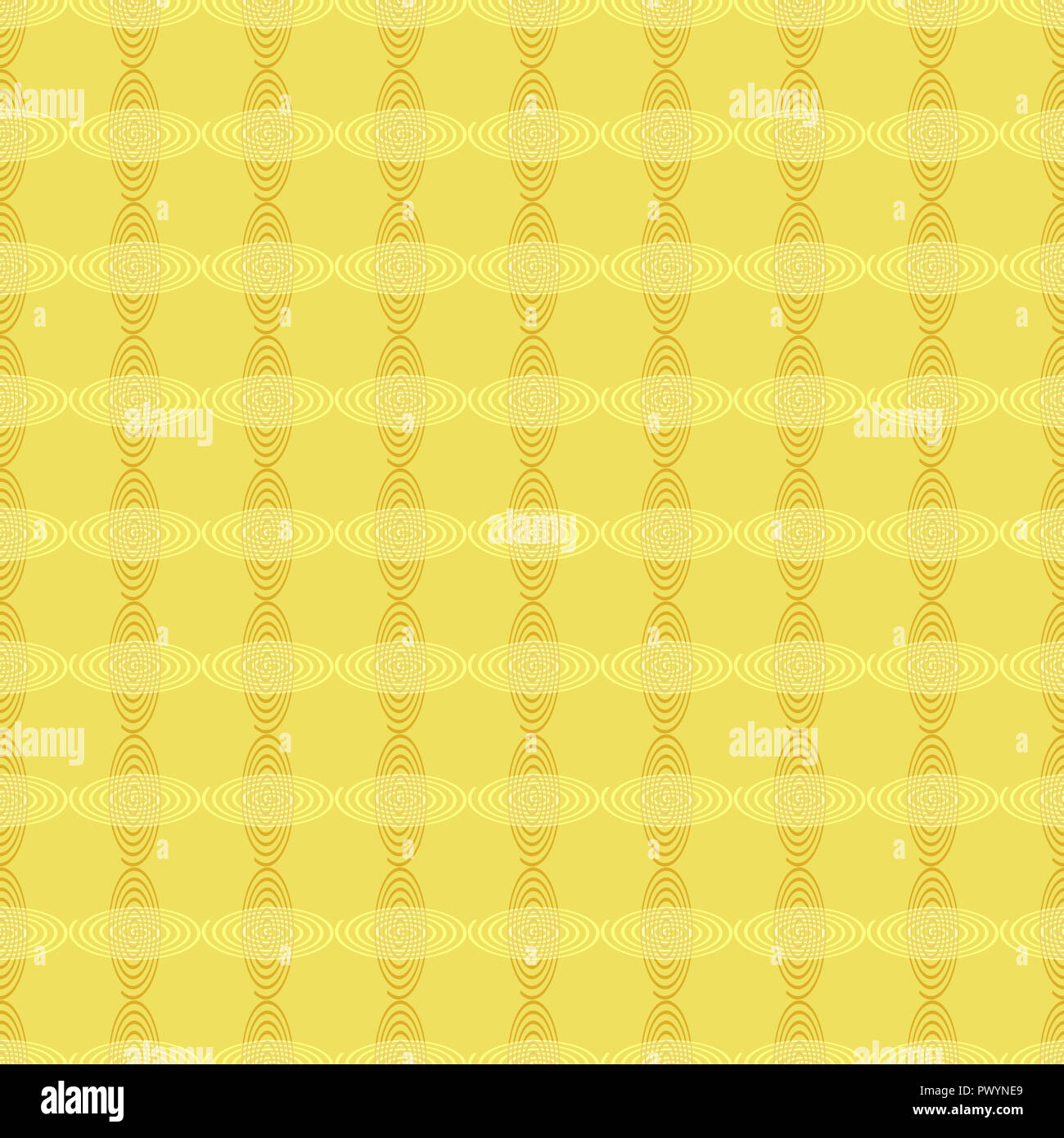 Abstract seamless modello geometrico di giallo e marrone a spire su sfondo giallo, per la carta da parati, carta regalo, piastrelle, tessuti stampe. Foto Stock