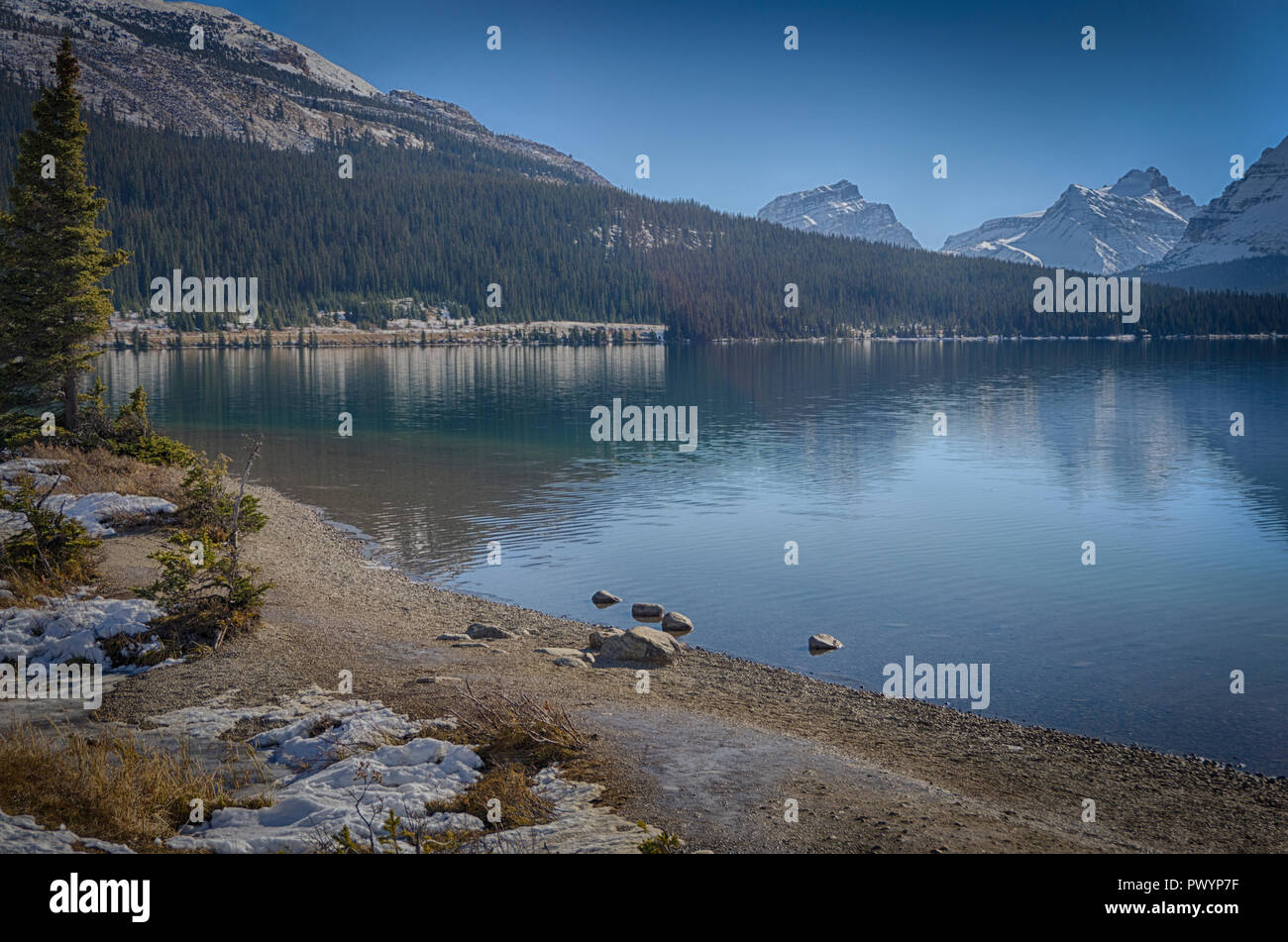 HDR al Lago Bow il Parco Nazionale di Banff Alberta Canada Foto Stock