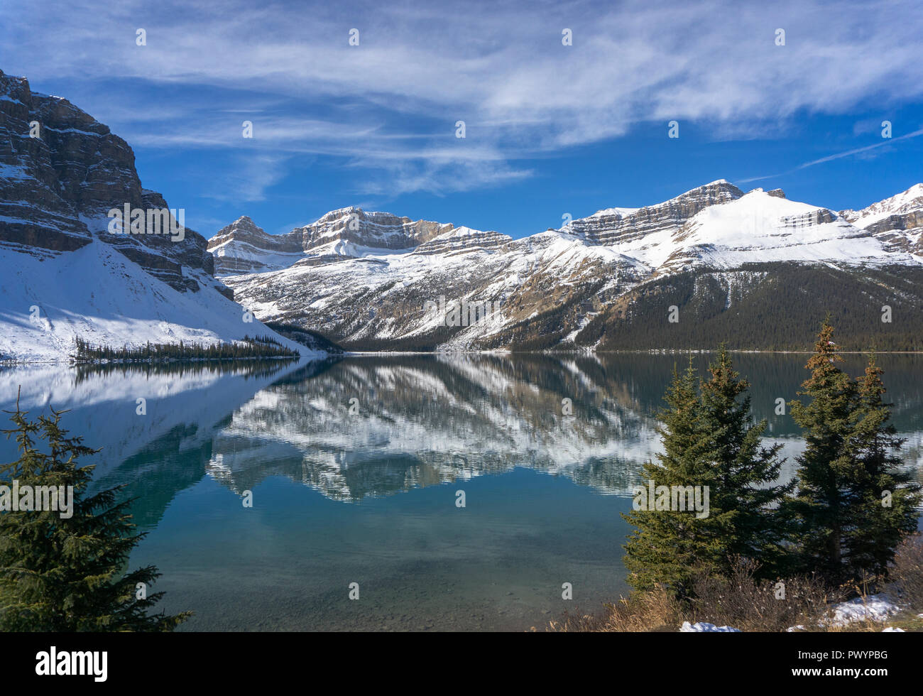 Al Lago Bow il Parco Nazionale di Banff Alberta Canada Foto Stock