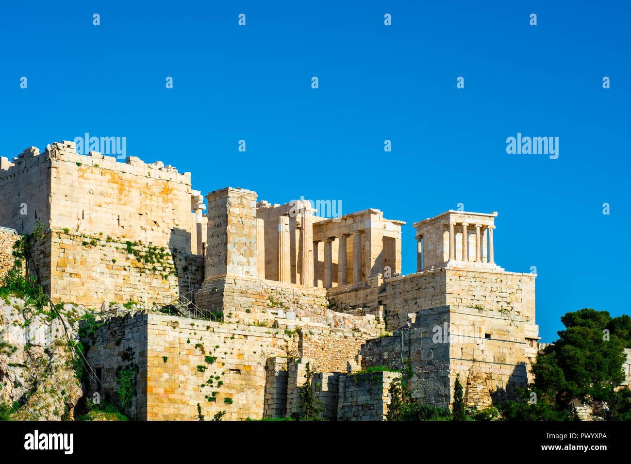 Acropoli di Atene, vale la pena di visitare il magico Partenone di Grecia, Grecia un luogo di viaggiare a Foto Stock