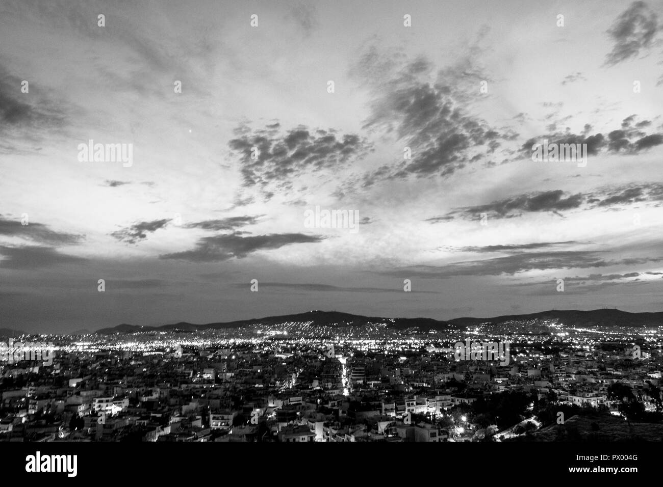 Crystal Clear View di Athens, Athens Cityscape, vista rilassante a Atene, Grecia Foto Stock