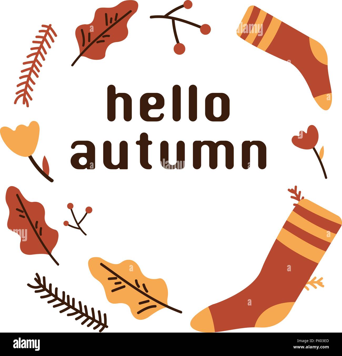 Ciao autunno sfondo con foglie di autunno. Natura autunnale concetto vettoriale. Arancio e giallo foglia illustrazione stagionali Illustrazione Vettoriale