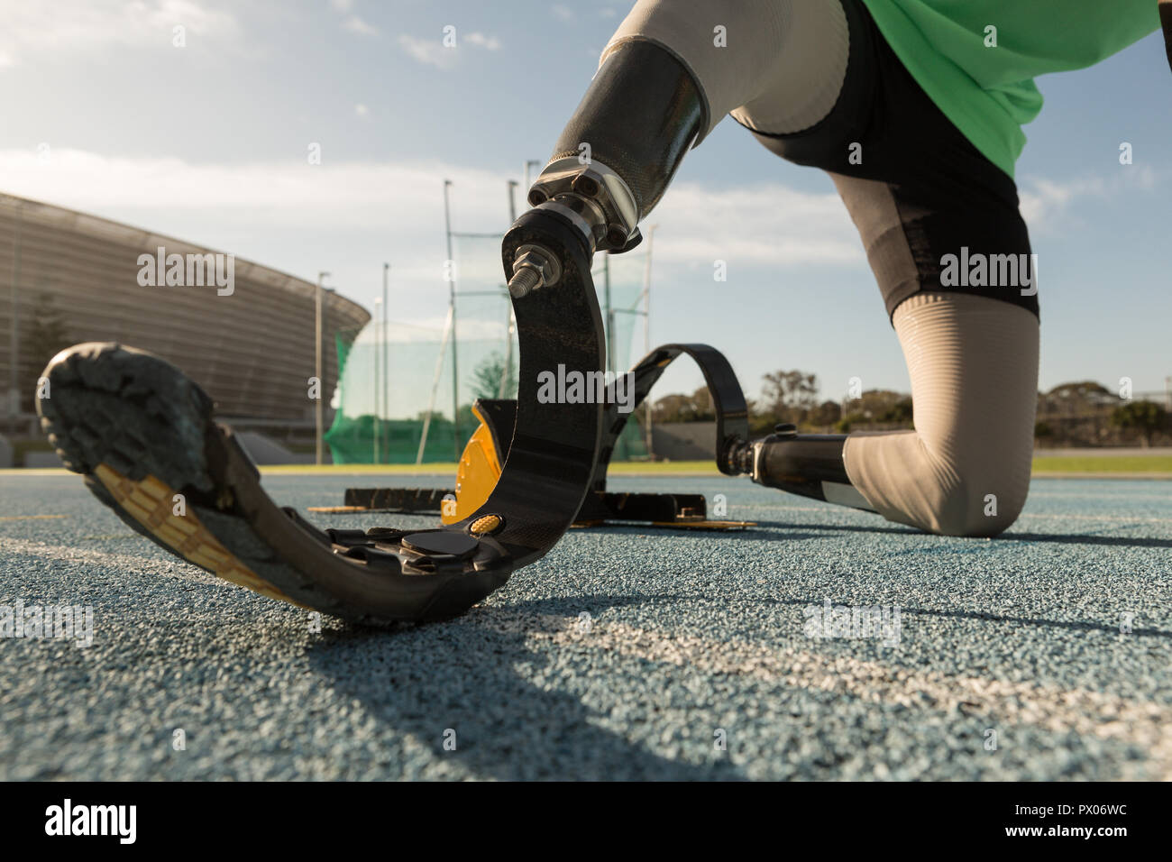 Disabili la preparazione atletica per la corsa Foto Stock