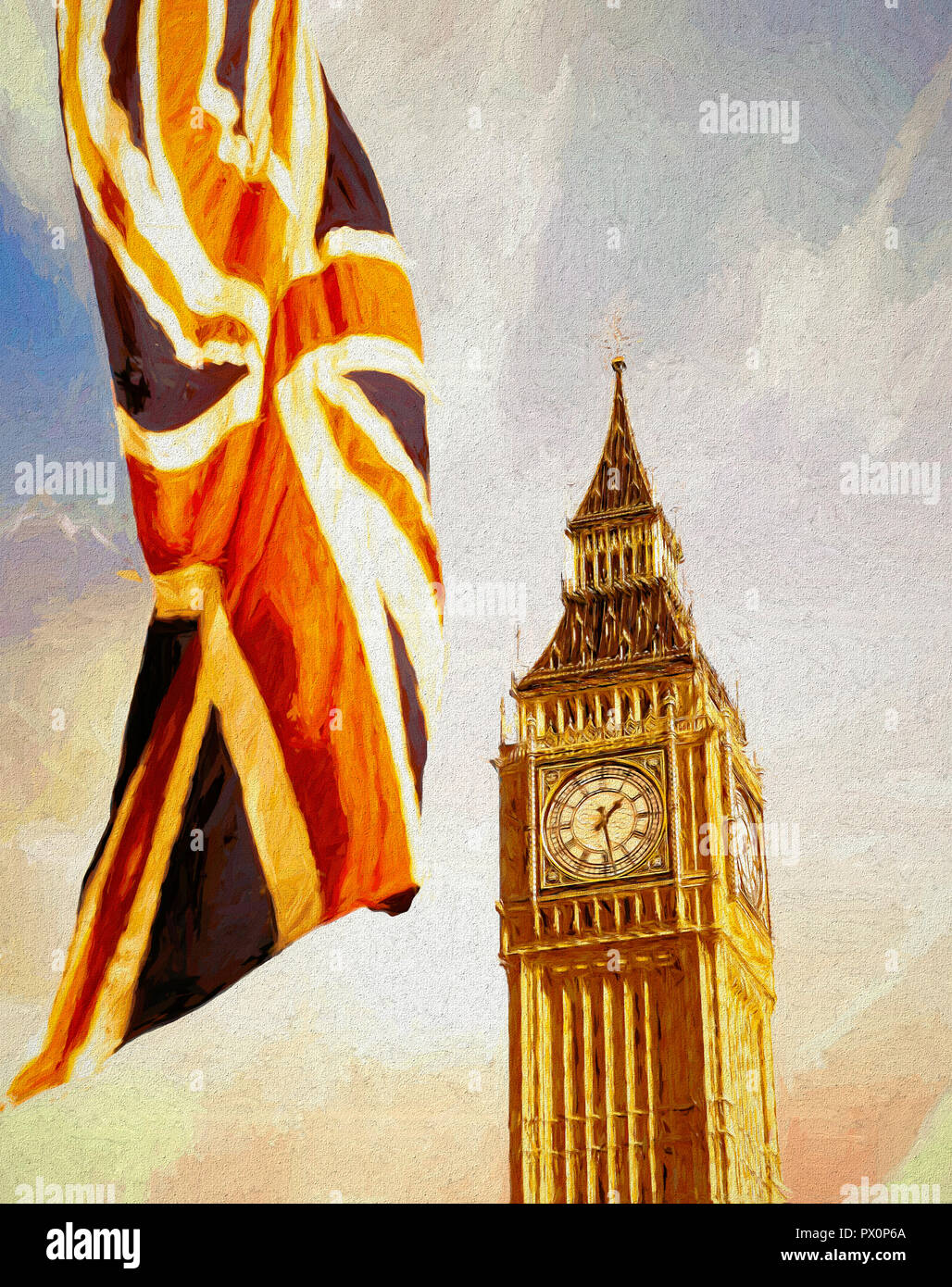 Arte digitale: Big Ben, Londra, Gran Bretagna Foto Stock