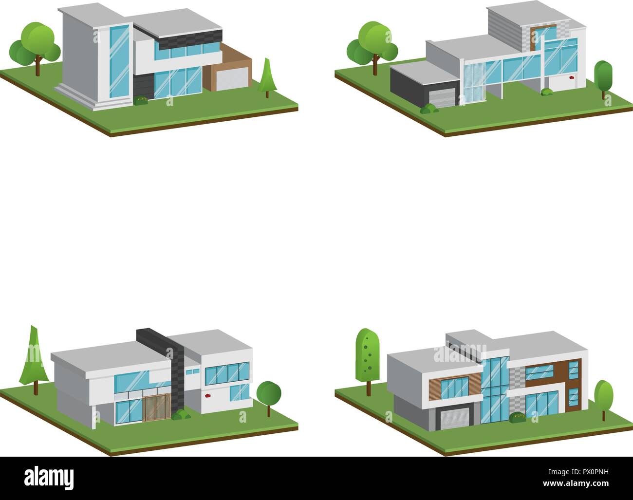 Set di quattro isometrica case e case moderne design, 3D Edificio moderno e  architettura con massa, Vettore Collezione di 3D home illustrazione a w  Immagine e Vettoriale - Alamy