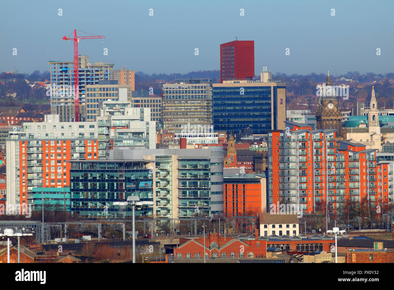 Lo skyline di Leeds rapid città in espansione Foto Stock