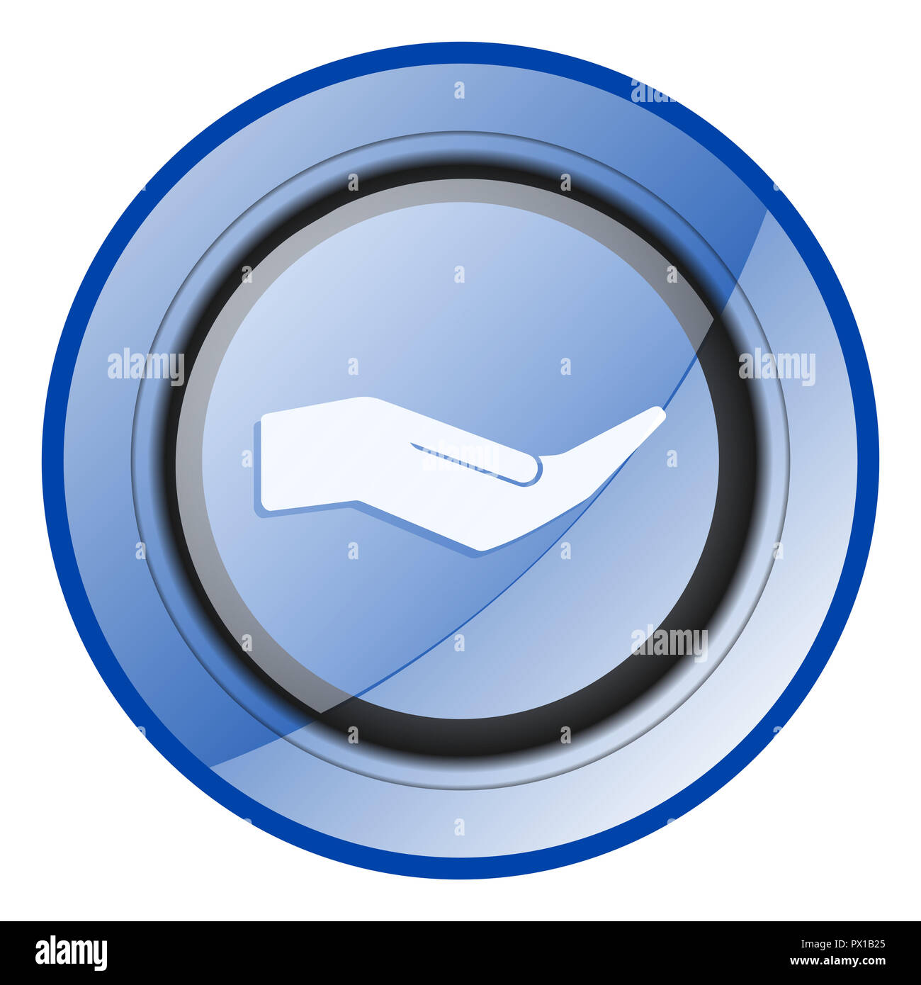 La cura dell'uomo lato lucido blu icona web Foto Stock