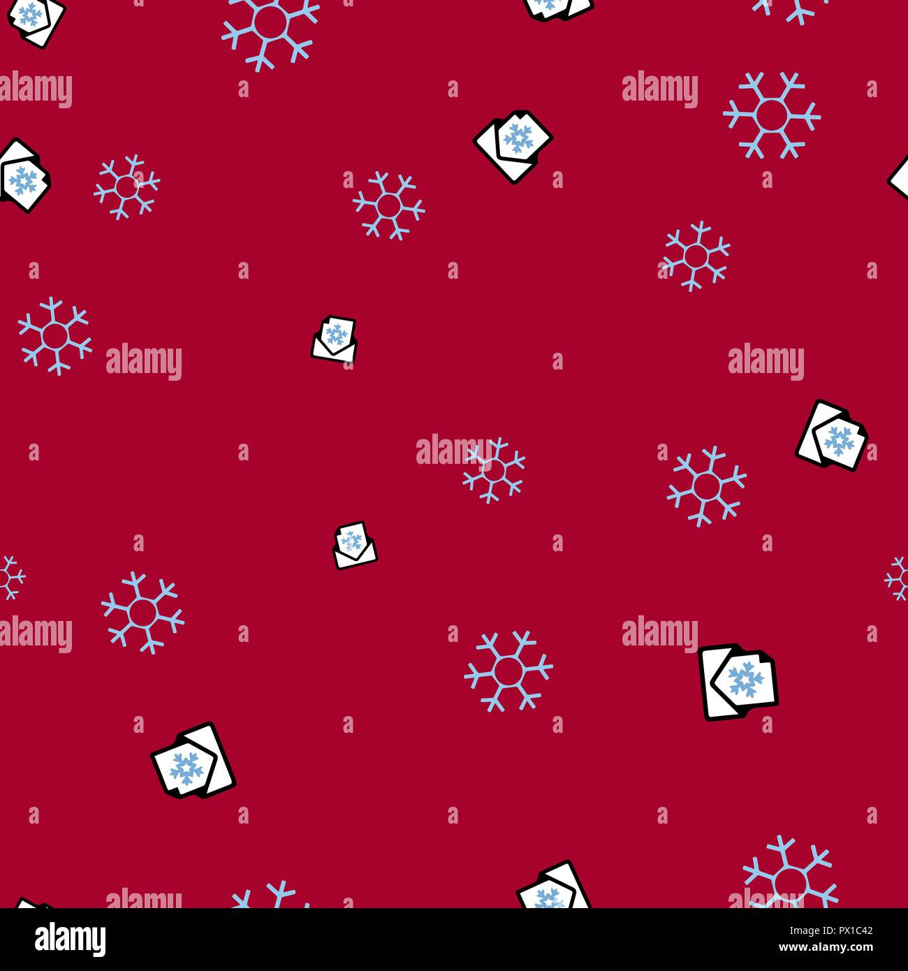 Lettera con un fiocco di neve seamless pattern. Sfondo rosso. Illustrazione Vettoriale. Illustrazione Vettoriale