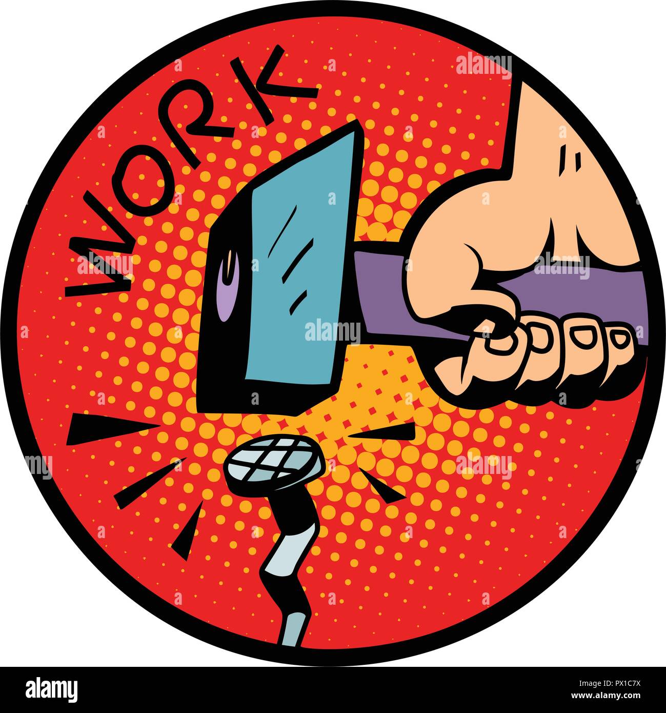 Simbolo di lavoro, martello chiodo Illustrazione Vettoriale