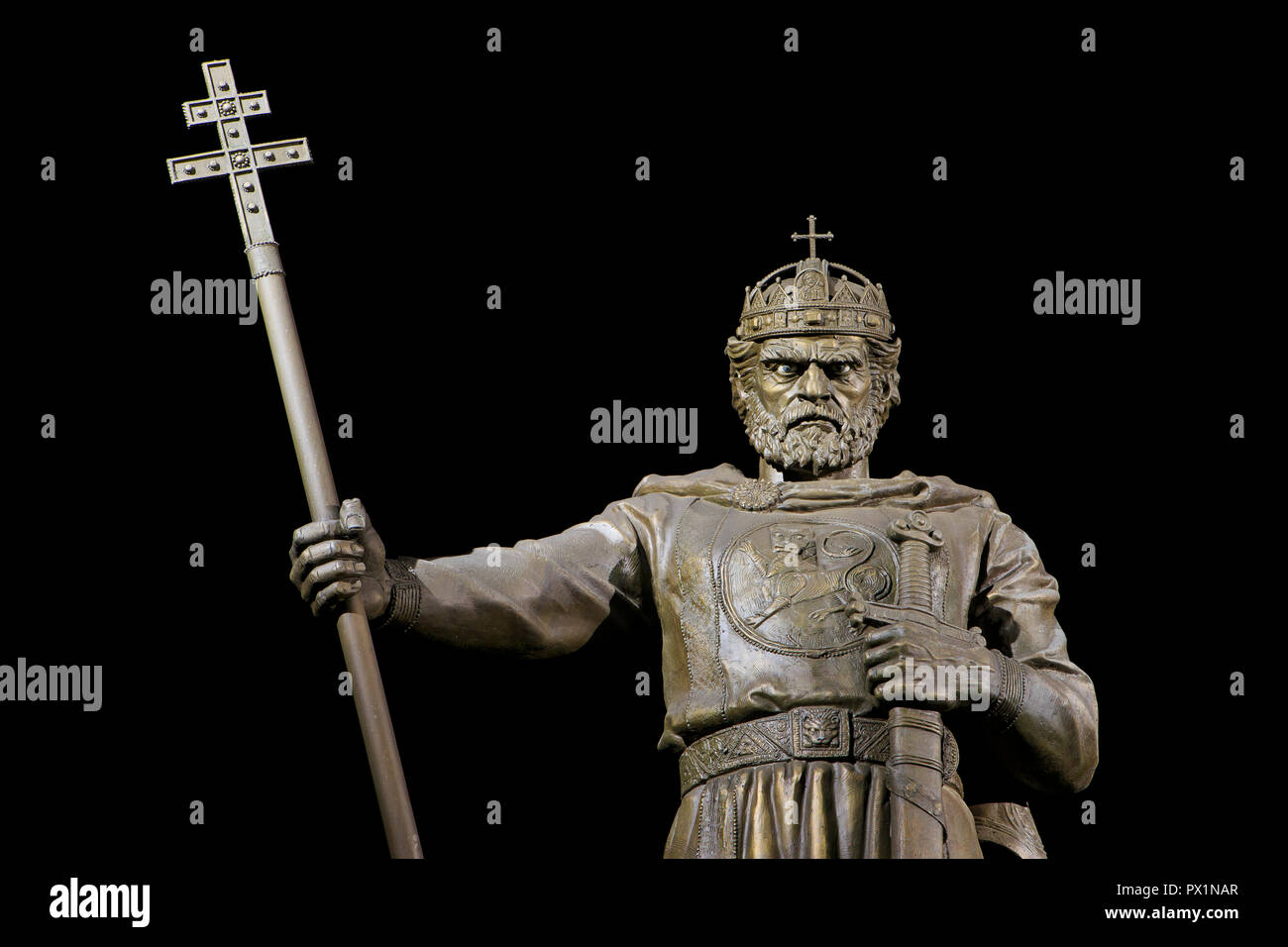 Statua di Imperatore Samuele di Bulgaria (Regno 997-1014) a Sofia, Bulgaria Foto Stock