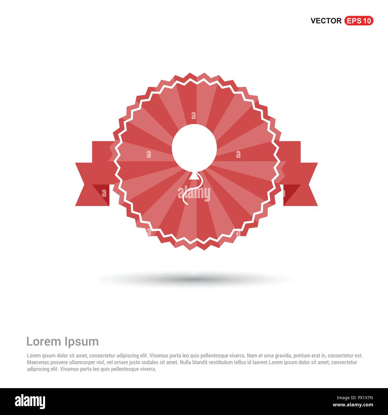 Icona a palloncino - Nastro Rosso banner Illustrazione Vettoriale
