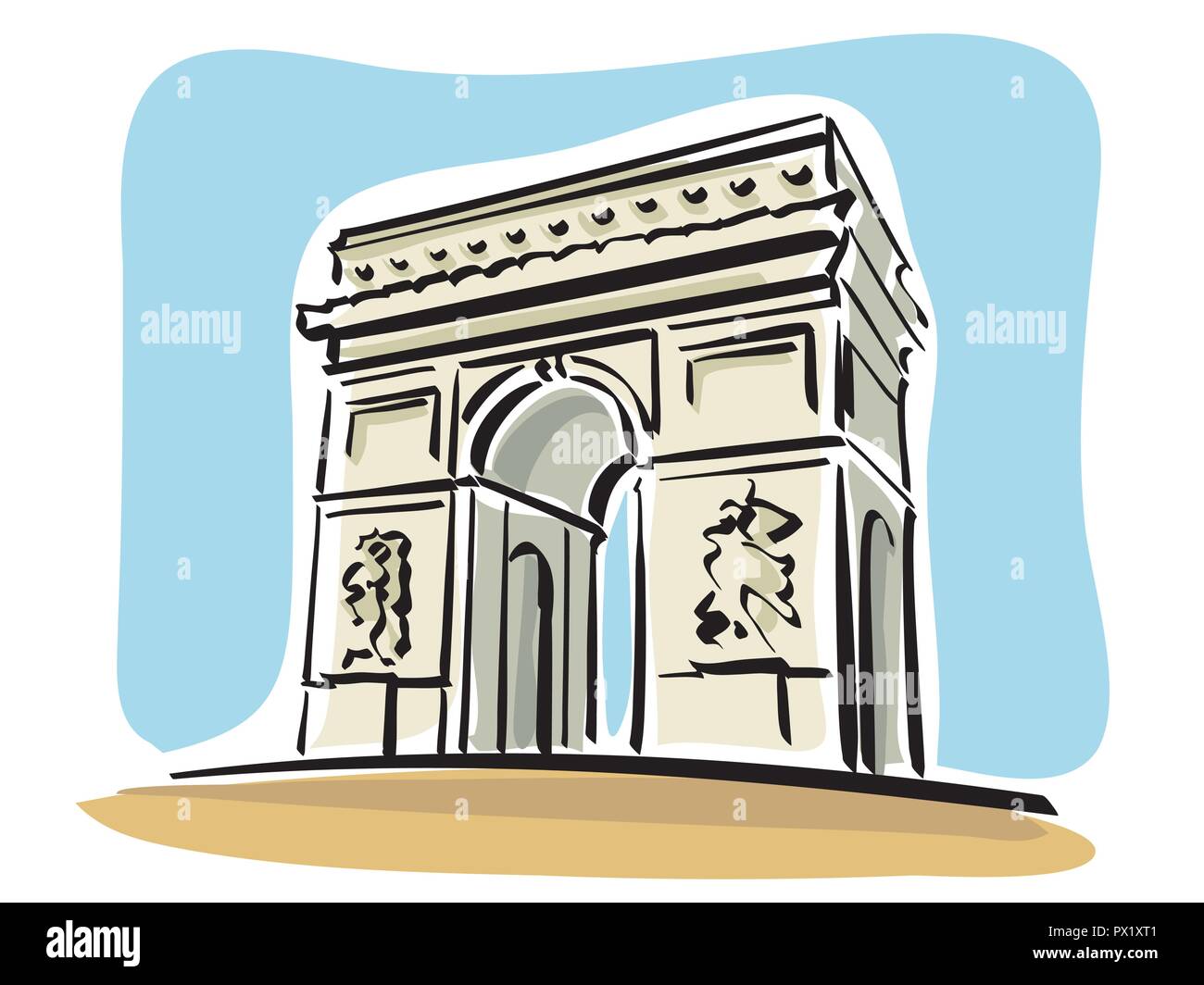 Illustrazione vettoriale del Arc de Triomphe a Parigi Illustrazione Vettoriale