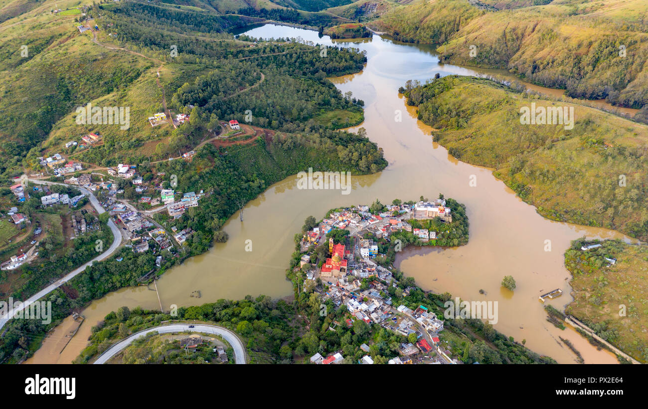 Minerale de Santa Ana su Presa de la Soledad, nelle colline sopra la città di Guanajuato, Messico Foto Stock