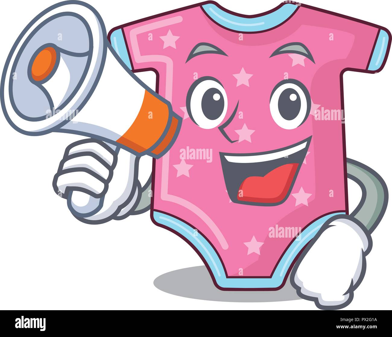 Con carattere megafono baby vestiti appesi stendibiancheria Illustrazione Vettoriale