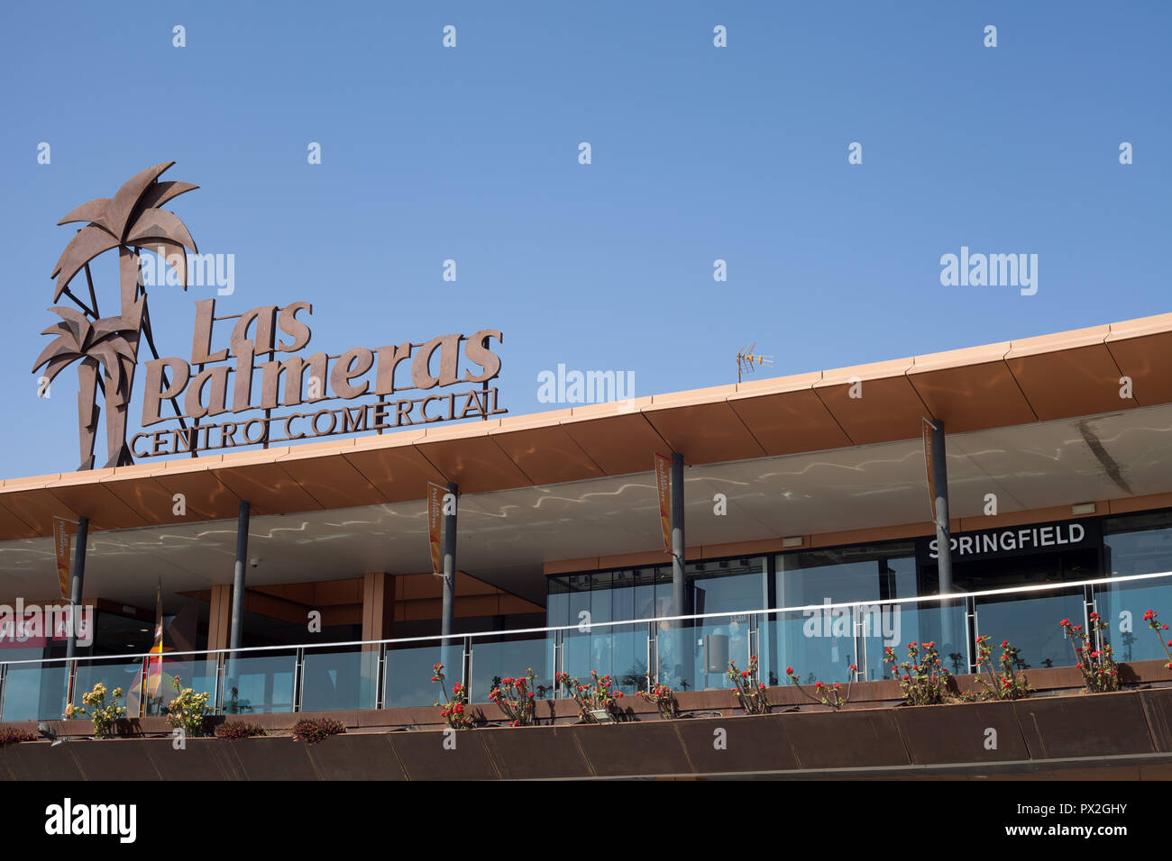 Las Palmeras shopping center aperto nel 2010 in Corralejo, Fuerteventura, Isole Canarie, Spagna Foto Stock
