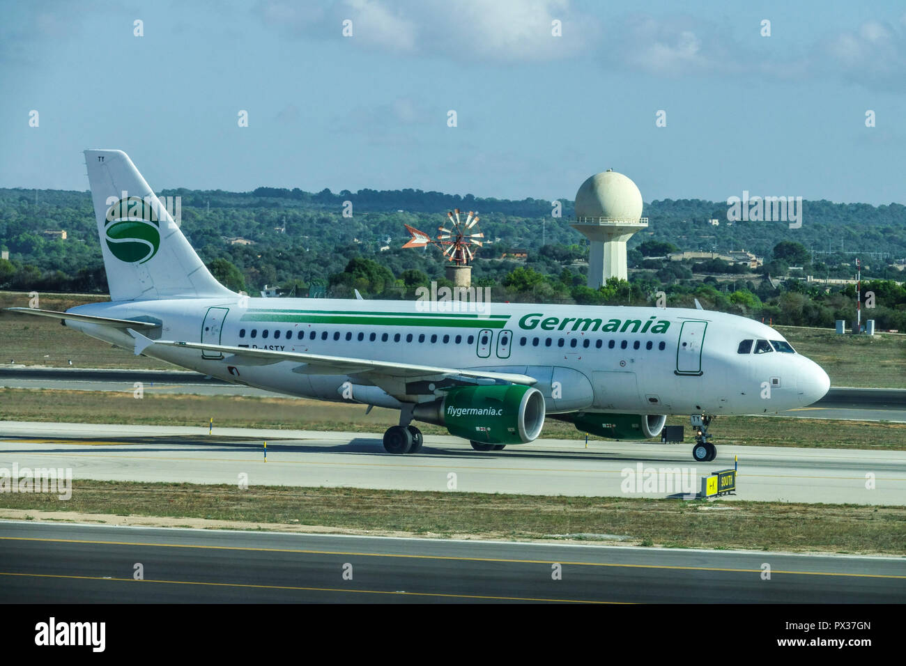 Germania piano corre sulla pista, Palma de Mallorca, Spagna Foto Stock