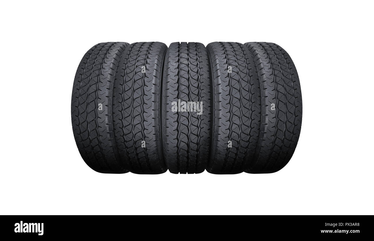 Pneumatici per auto palo isolata su sfondo bianco Foto Stock