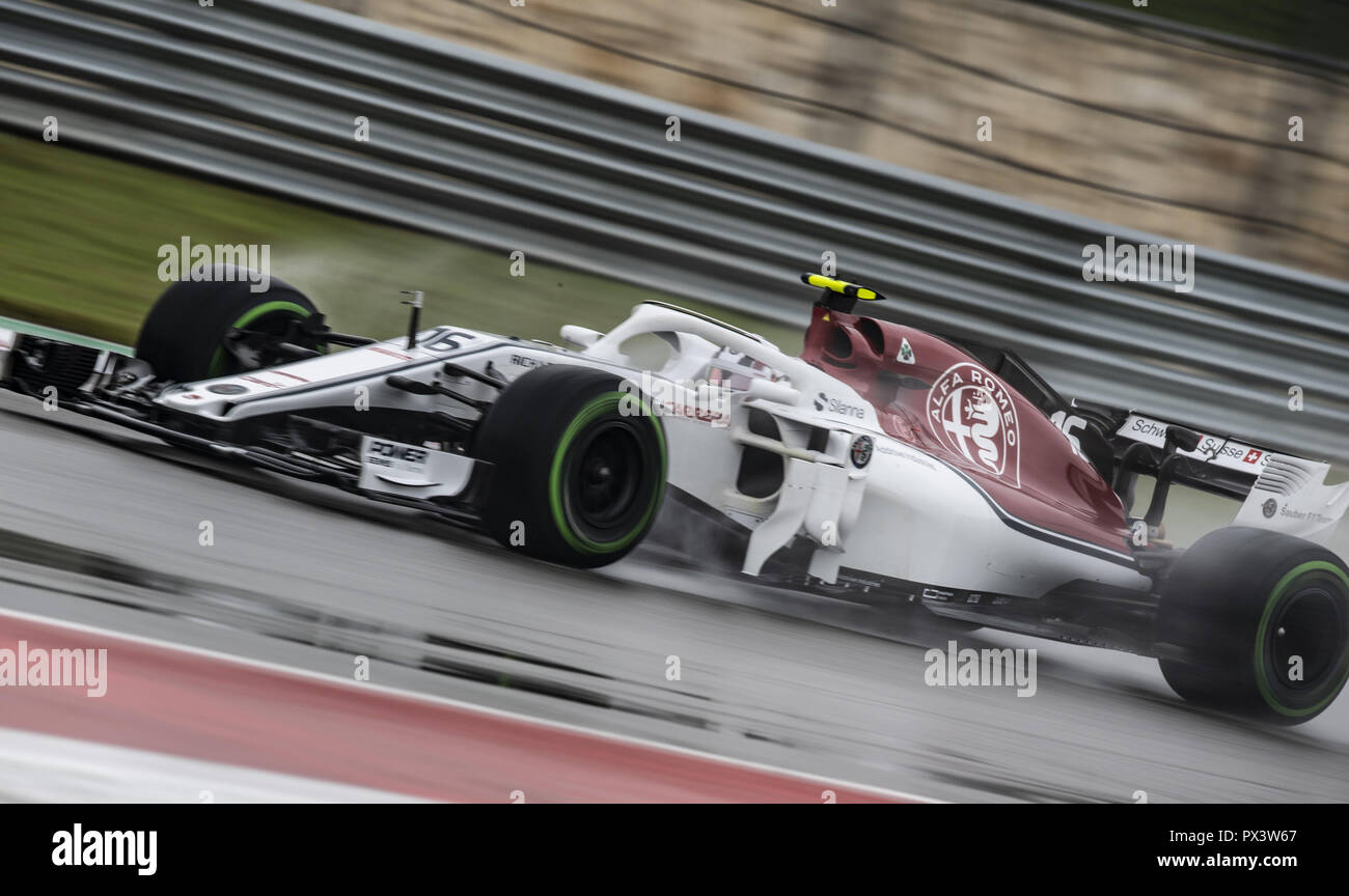 Austin, Texas, Stati Uniti d'America. Xix oct, 2018. 16 ''CHARLES LECERC'' Alfa Romero Sauber F1 alla curva 7. Credito: Hoss McBain/ZUMA filo/Alamy Live News Foto Stock