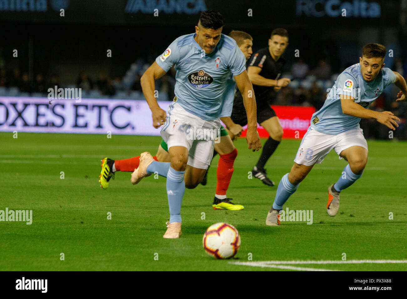 Vigo, Spagna. 20 ott; 2018. La Liga match tra Real Club Celta de Vigo e Deportivo Alaves in Balaidos stadium; Vigo; Punteggio finale 0-1. Credito: Brais Seara/Alamy Live News Foto Stock