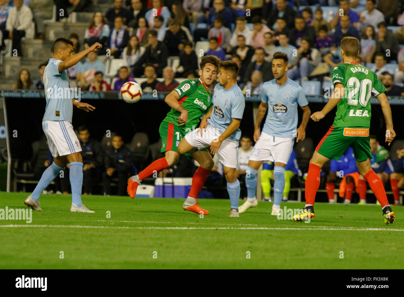 Vigo, Spagna. 20 ott; 2018. La Liga match tra Real Club Celta de Vigo e Deportivo Alaves in Balaidos stadium; Vigo; Punteggio finale 0-1. Credito: Brais Seara/Alamy Live News Foto Stock