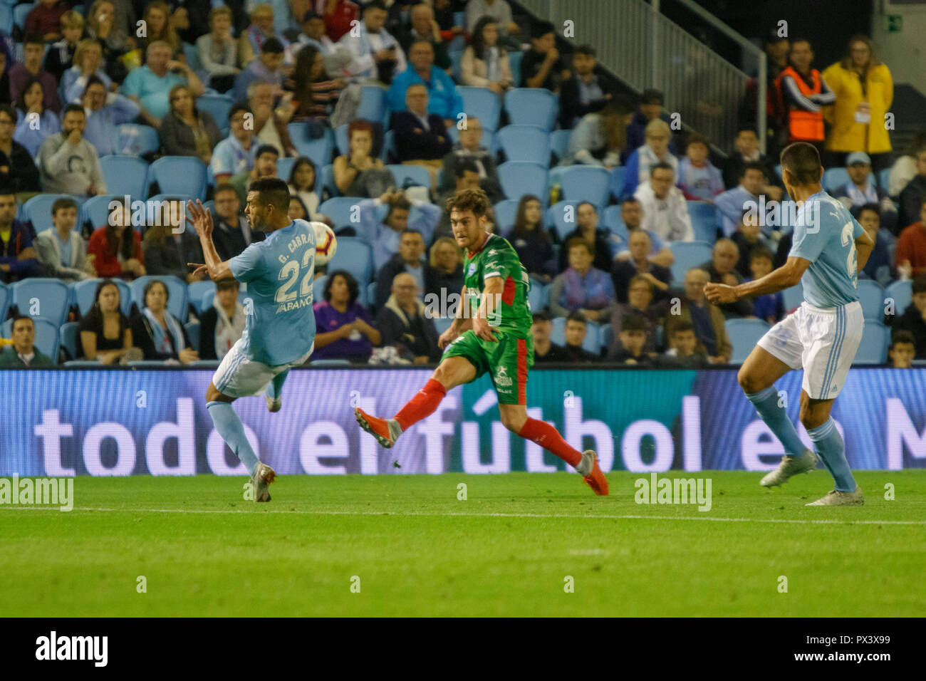 Vigo, Spagna. 20 ott; 2018. La Liga match tra Real Club Celta de Vigo e Deportivo Alaves in Balaidos stadium; Vigo; Punteggio finale 0-1. Credito: Brais Seara/Alamy Live News Foto Stock