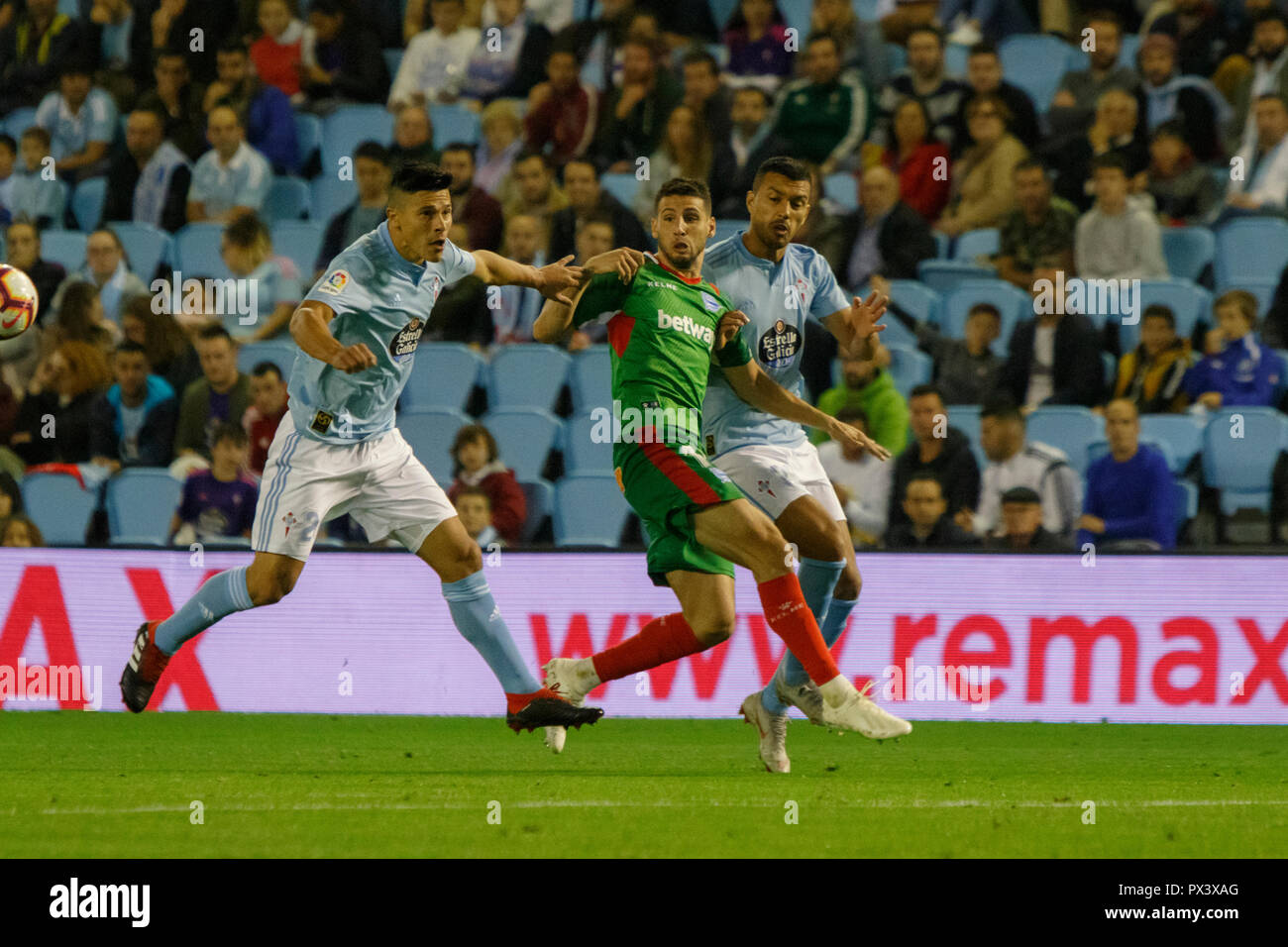 Vigo, Spagna. 20 ott; 2018. La Liga match tra Real Club Celta de Vigo e Deportivo Alaves in Balaidos stadium; Vigo; Punteggio finale 0-1. Credito: Brais Seara/Alamy Live News Foto Stock