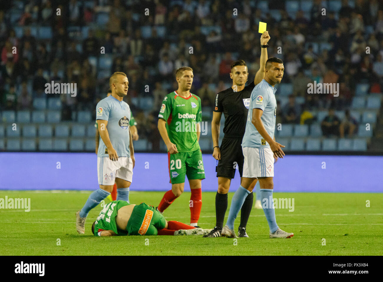 Vigo, Spagna. 20 ott; 2018. La Liga match tra Real Club Celta de Vigo e Deportivo Alaves in Balaidos stadium; Vigo; Punteggio finale 0-1. Credito: Brais Seara/Alamy Live News Foto Stock