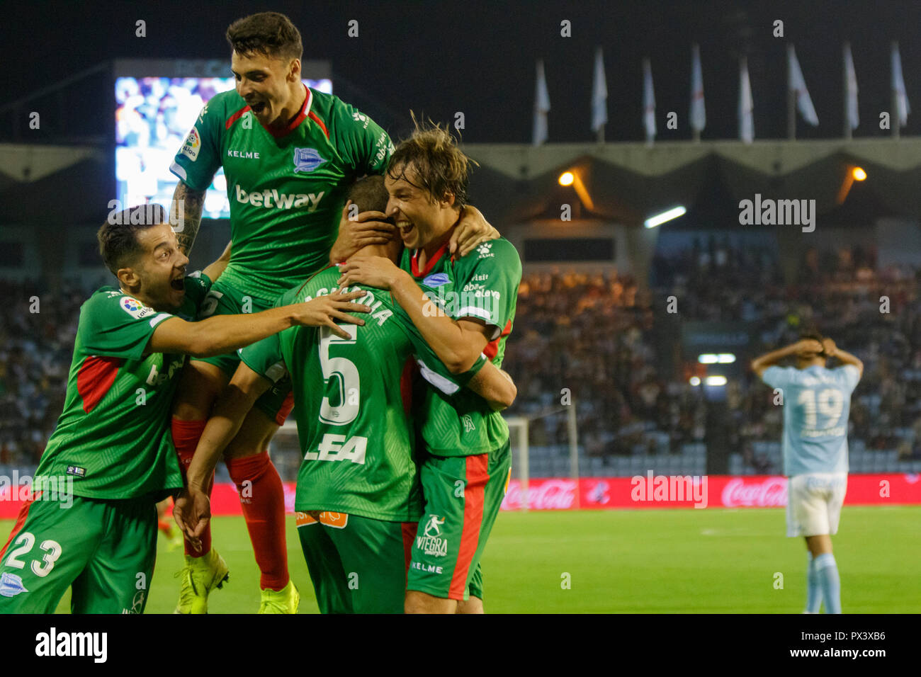 Vigo, Spagna. 20 ott; 2018. La Liga match tra Real Club Celta de Vigo e Deportivo Alaves in Balaidos stadium; Vigo; Punteggio finale 0-1. Credito: Brais Seara/Alamy Live News Foto Stock