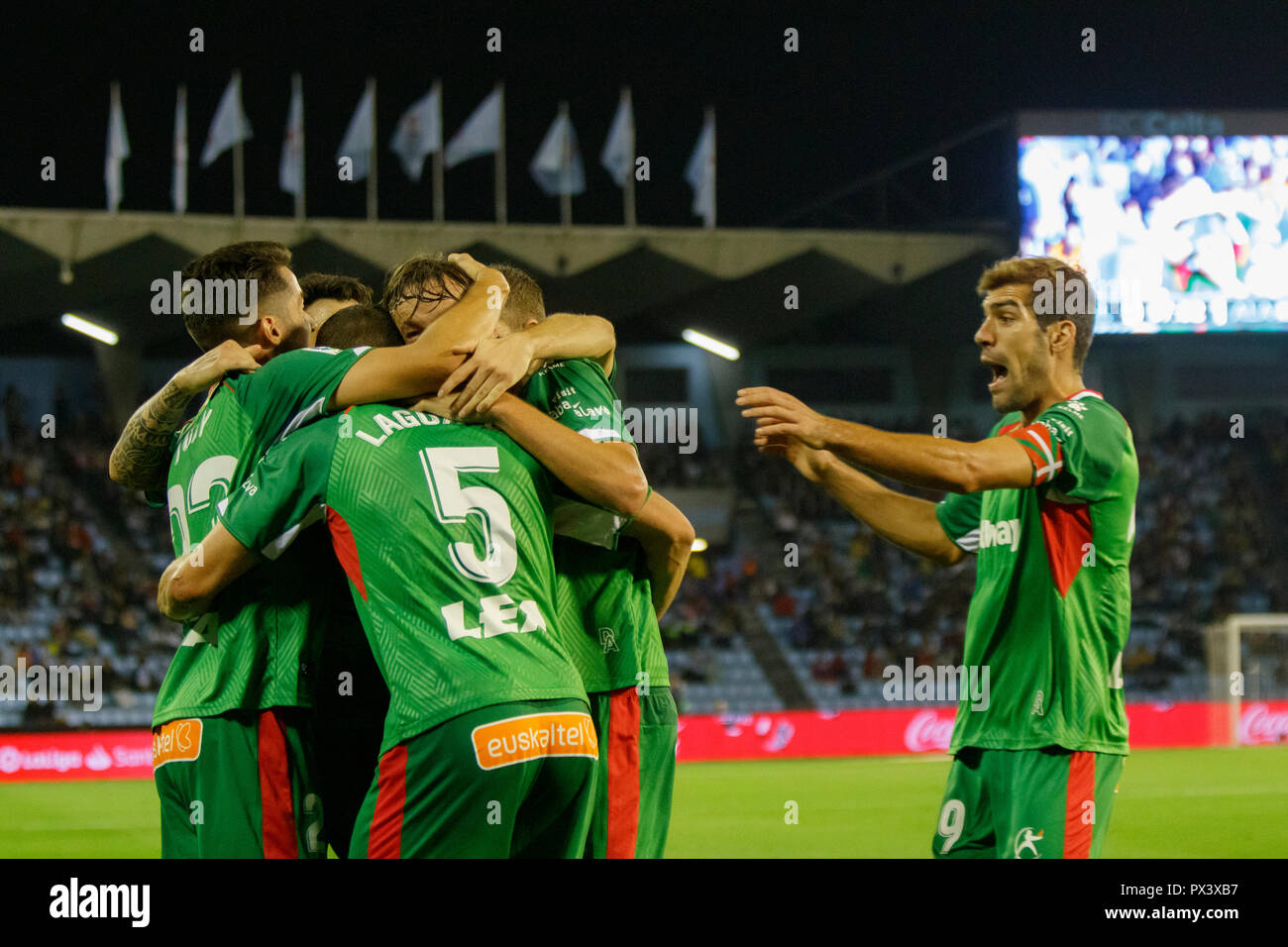 Vigo, Spagna. 20 ott; 2018. La Liga match tra Real Club Celta de Vigo e Deportivo Alaves in Balaidos stadium; Vigo; Punteggio finale 0-1. Credito: Brais Seara/Alamy Live News Foto Stock