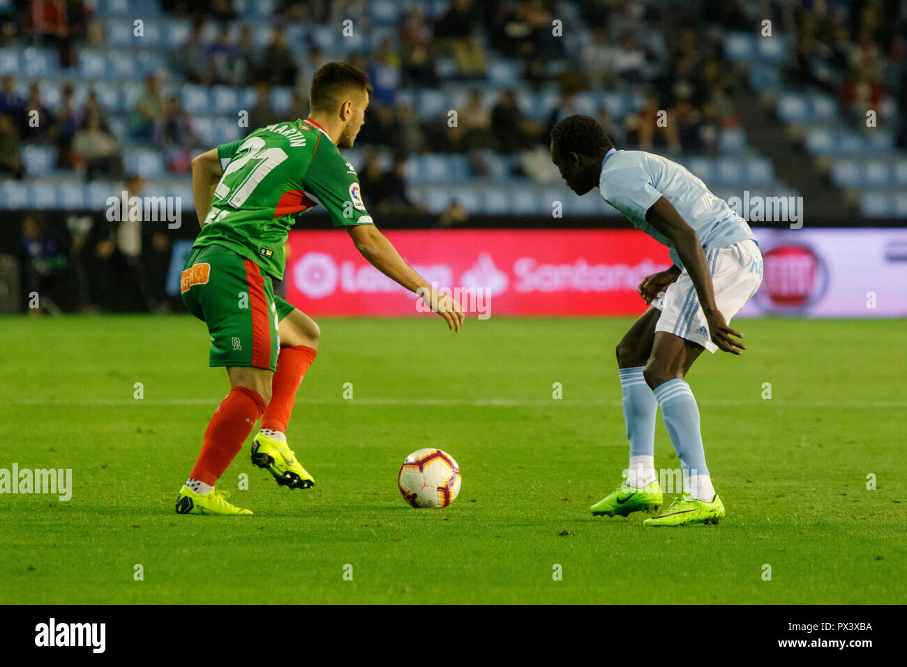 Vigo, Spagna. 20 ott; 2018. La Liga match tra Real Club Celta de Vigo e Deportivo Alaves in Balaidos stadium; Vigo; Punteggio finale 0-1. Credito: Brais Seara/Alamy Live News Foto Stock