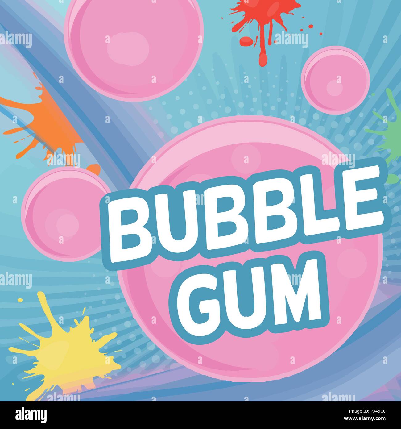 Bubble Gum design poster. Bubble Gum flyer concetto, illustrazione vettoriale Illustrazione Vettoriale