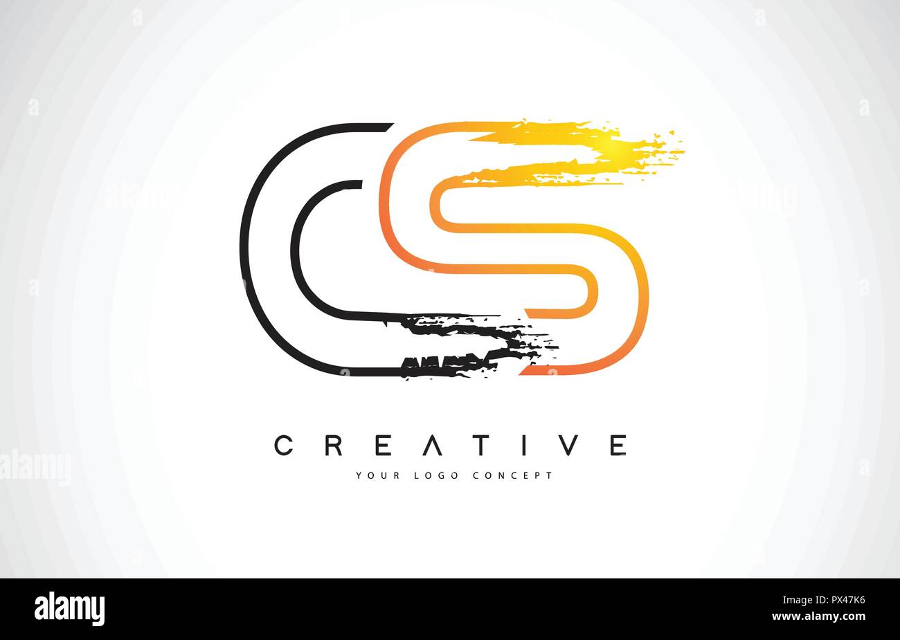 CS moderno creativo Logo Design Vetor con arancio e nero i colori. Corsa del monogramma lettera Design. Illustrazione Vettoriale