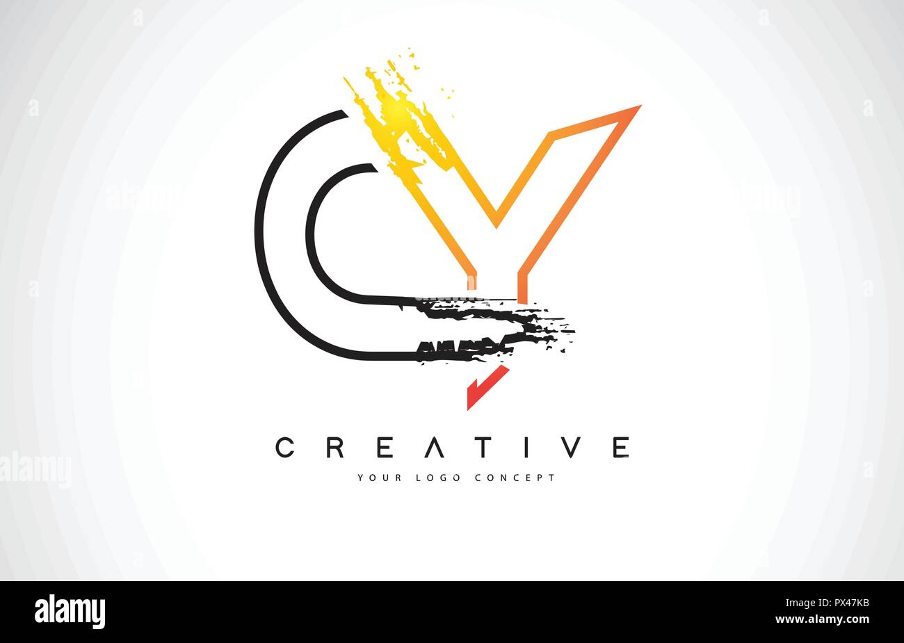 CY moderno creativo Logo Design Vetor con arancio e nero i colori. Corsa del monogramma lettera Design. Illustrazione Vettoriale