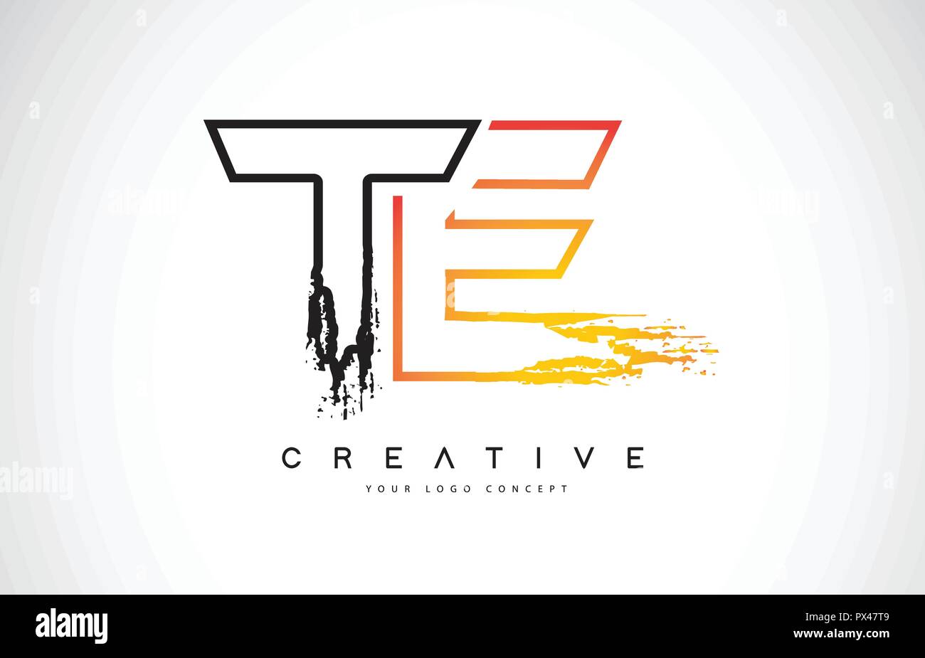 TE moderno creativo Logo Design Vetor con arancio e nero i colori. Corsa del monogramma lettera Design. Illustrazione Vettoriale