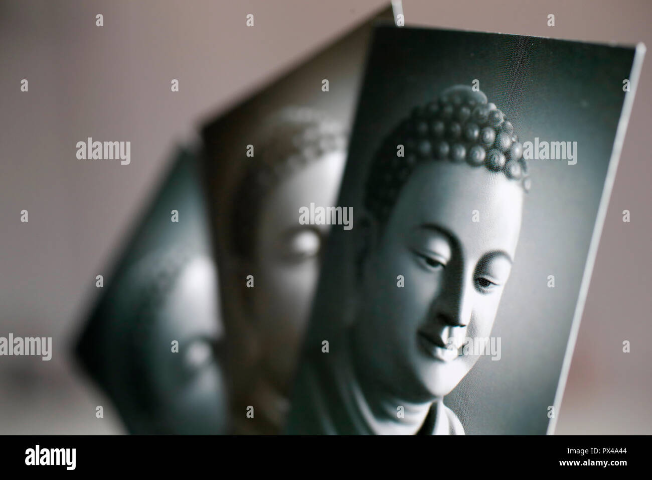 Tre immagini in bianco e nero del Buddha. Ho Chi Minh City. Il Vietnam. Foto Stock