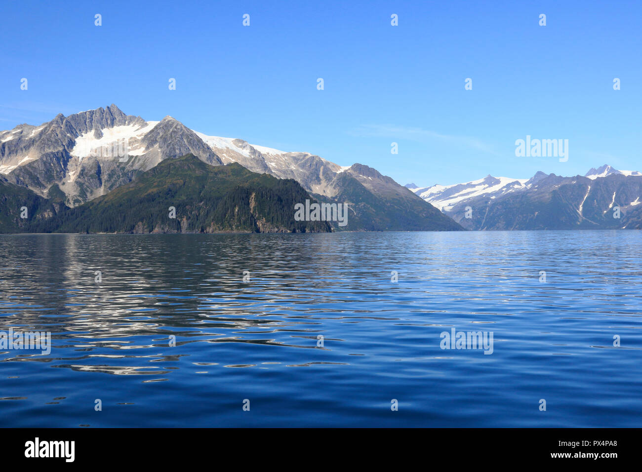 Vista della Baia di Aialik dall'acqua Alaska Foto Stock