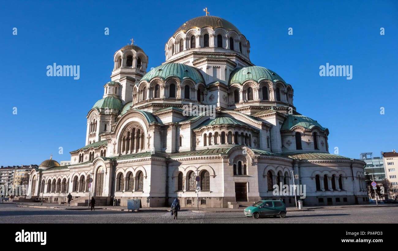 SOFIA, BULGARIA - 20 dicembre 2016: La Cattedrale Alexander Nevsky nella città di Sofia, Bulgaria Foto Stock