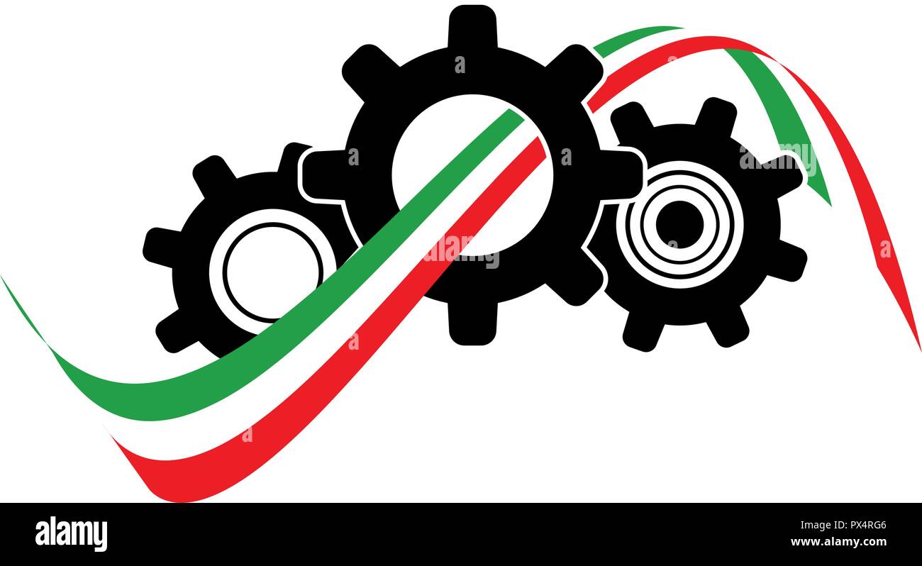 Icona del sistema di ingranaggi con bandiera italiana - Vettore Illustrazione Vettoriale