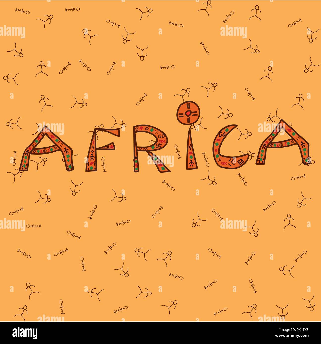 Africa scritte su sfondo arancione v Illustrazione Vettoriale