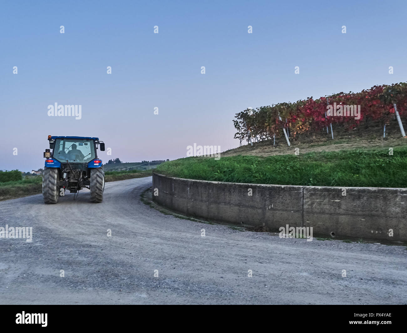 Vista del paesaggio delle Langhe, un countryisde in Pedmont molto popolare a causa dei buoni vini e cibo Foto Stock