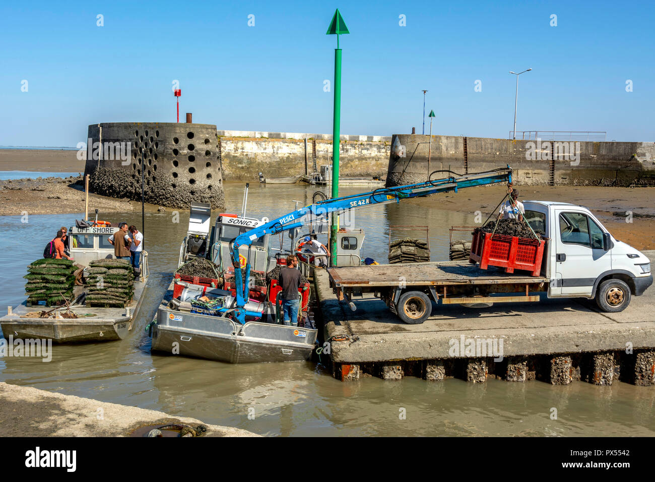 Fort Louvois porto di pescatori, Chapus porta, Charente Maritime, Nouvelle-Aquitaine, Francia Foto Stock