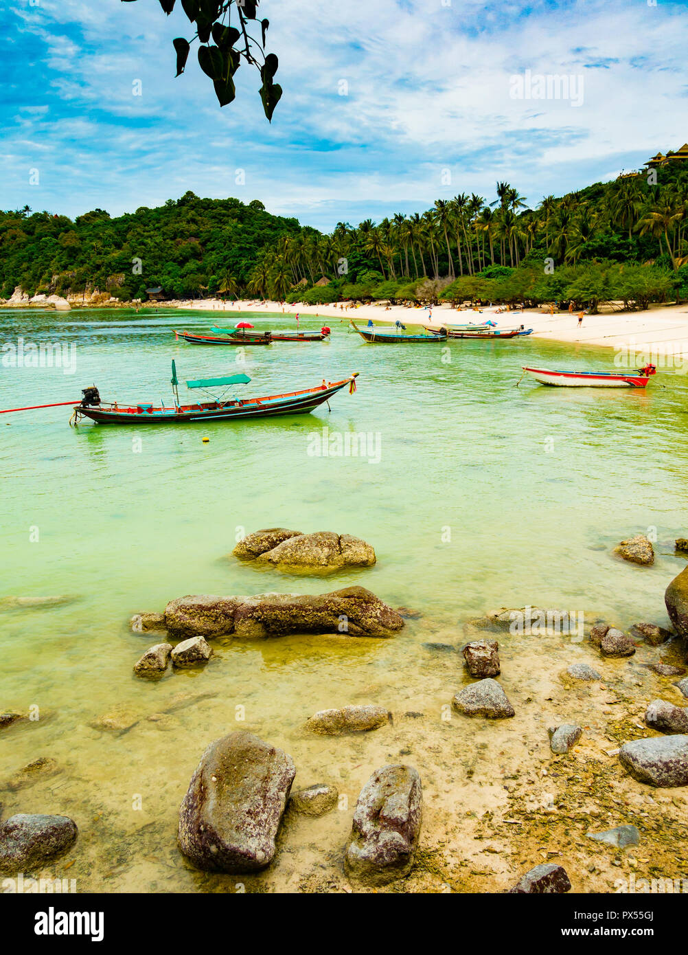 Vista verticale di Shark Bay beach, Ko Tao Ko Pha Ngan distretto, Thailandia Foto Stock