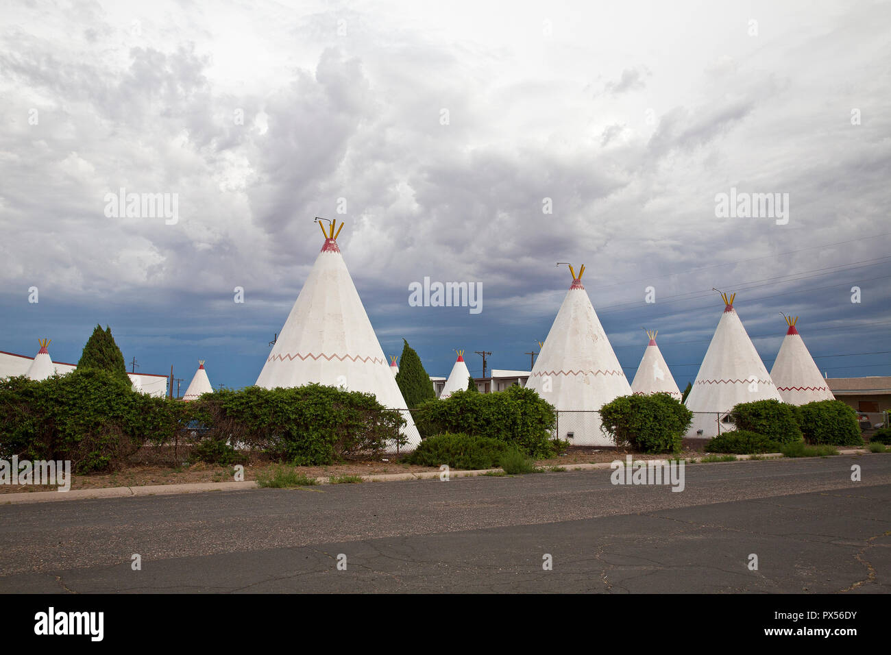 Iconico villaggio wigwam Motel sul percorso 66, Holbrook, Arizona, Stati Uniti d'America Foto Stock