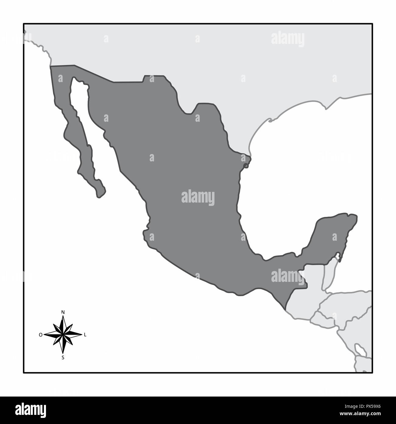 La mappa del Messico e della sua posizione nel Nord America Illustrazione Vettoriale