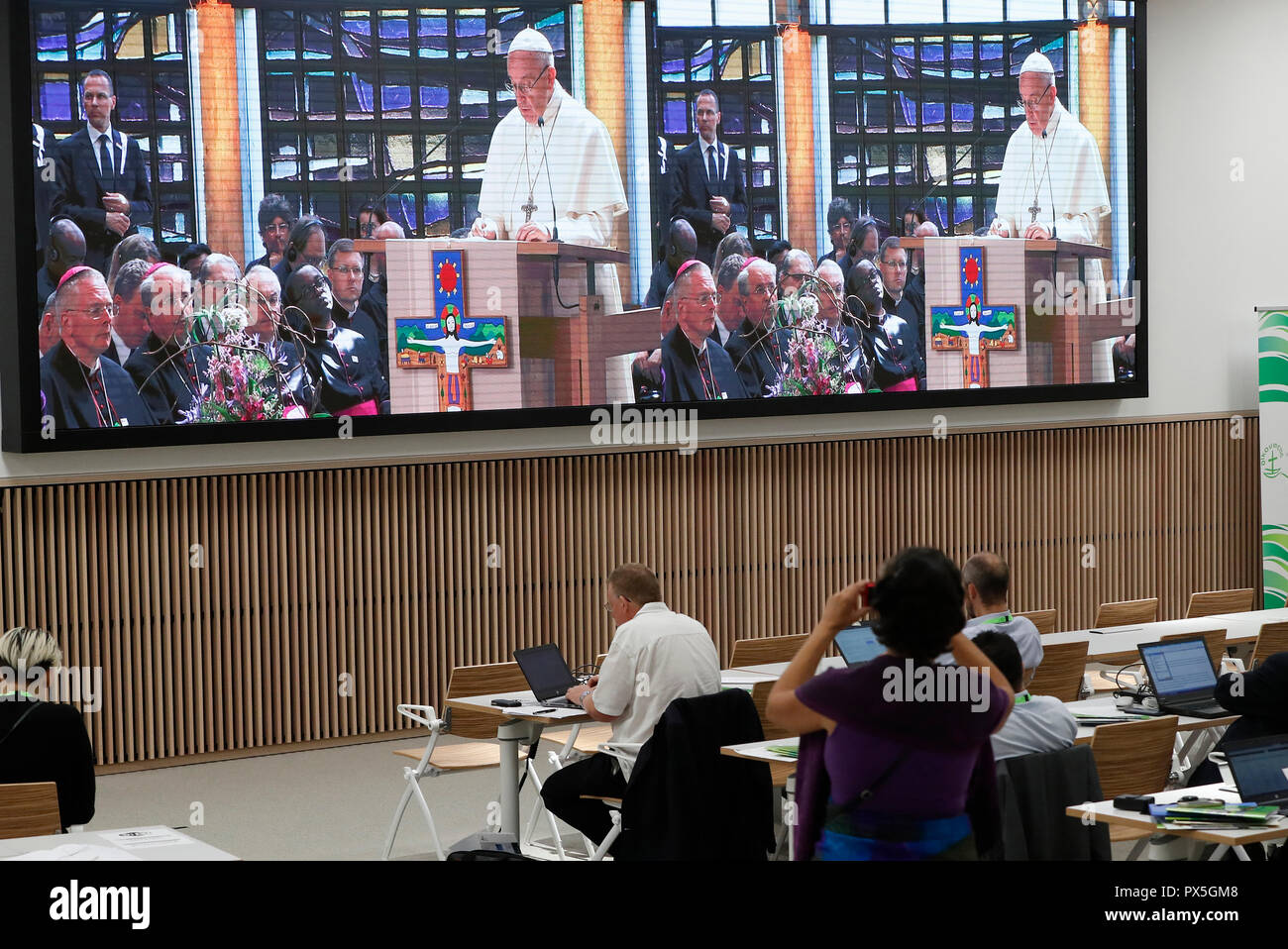 Il 21 giugno 2018, il Consiglio Mondiale delle Chiese riceve la visita del Santo Padre Francesco della Chiesa Cattolica Romana. Servizio ecumenico di preghiera vista da th Foto Stock
