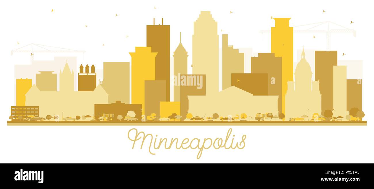 Minneapolis Minnesota USA Skyline Golden Silhouette. Illustrazione Vettoriale. Illustrazione Vettoriale