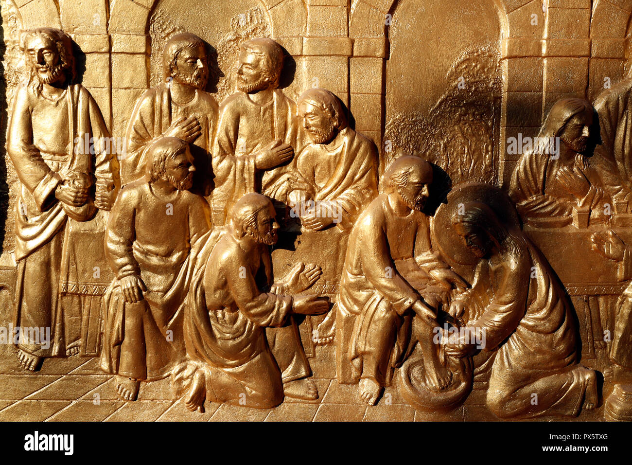 Phuc figlio monastero cattolico. Cristo lavando i piedi degli apostoli. Ba Ria. Il Vietnam. Foto Stock