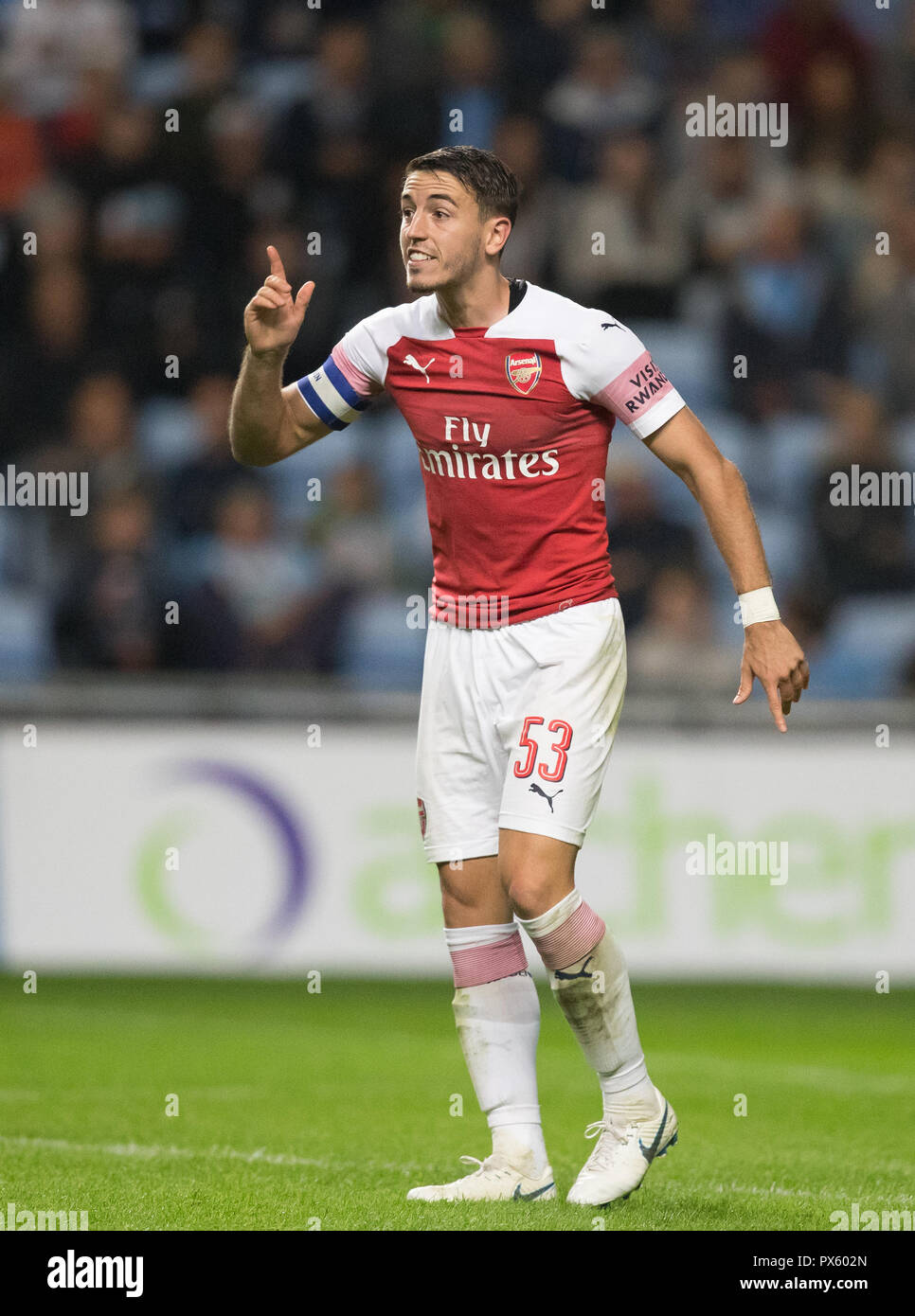 Julio Pleguezuelo di Arsenal U21 durante il Trofeo Checkatrade gruppo match tra Coventry City e Arsenal U21 al Ricoh Arena, Coventry, Eng Foto Stock