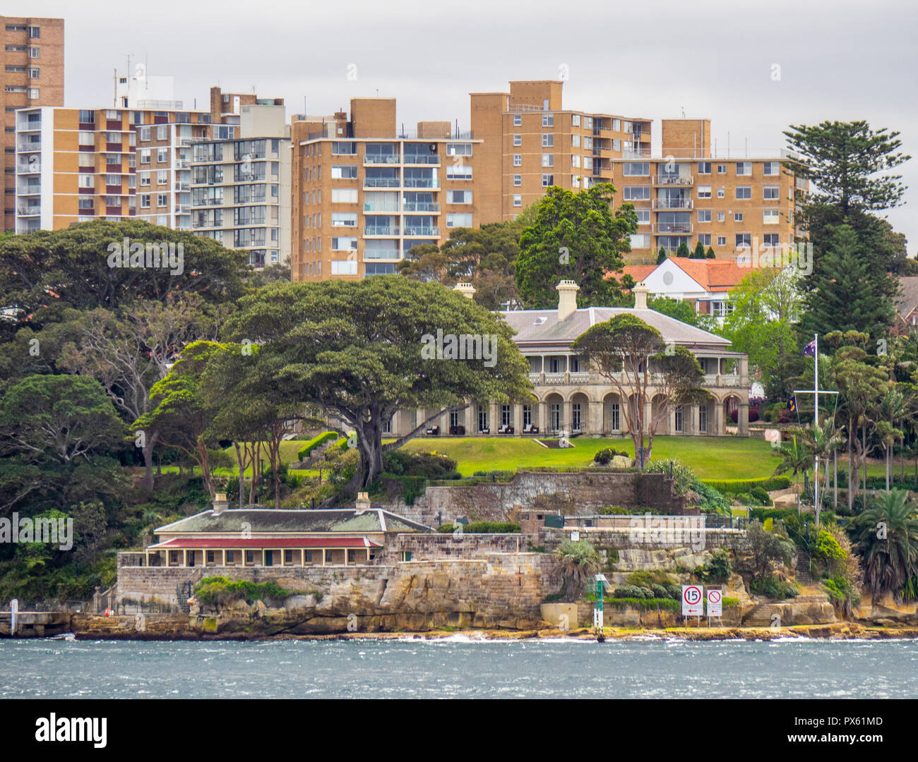 La sede del governo e appartamenti residenziali e sul punto di Kirribilli North Shore Sydney NSW Australia. Foto Stock